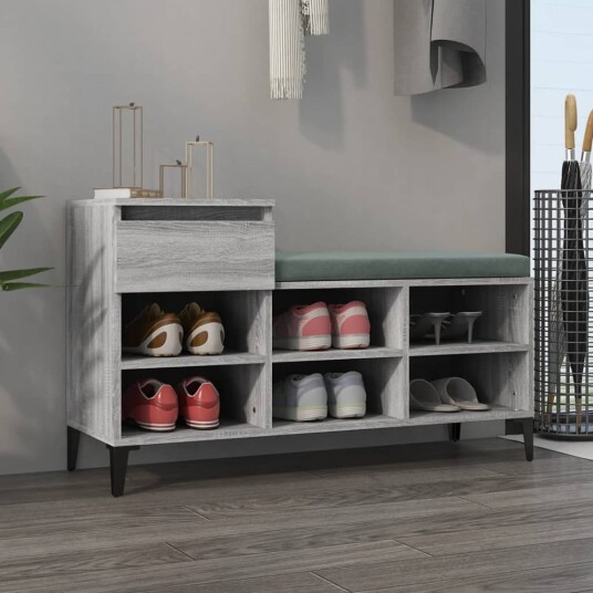 vidaXL Skoskap gr? sonoma 102x36x60 cm konstruert tre