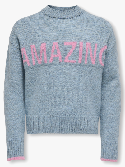 Kids Only Amour Long Sleeve Oneck Pullover Knit Blå 122/128