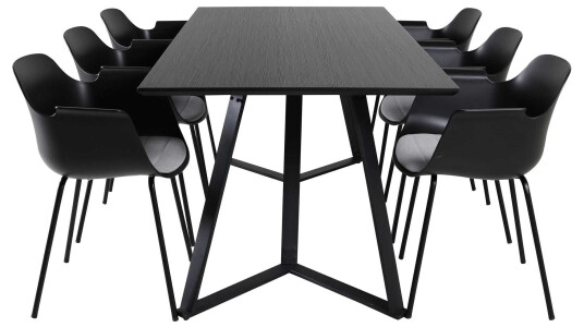 Venture Design Marina & Comfort spisegruppe Svart/svart 6 st stoler & bord 180 x 90 cm