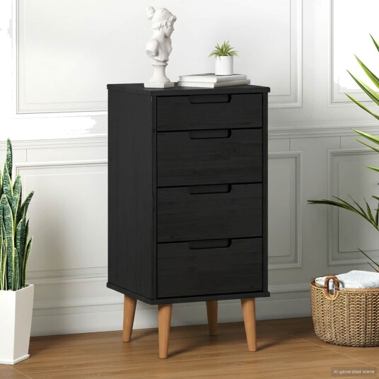 vidaXL Kommode MOLDE Svart 40 x 35 x 82 cm Heltre furu