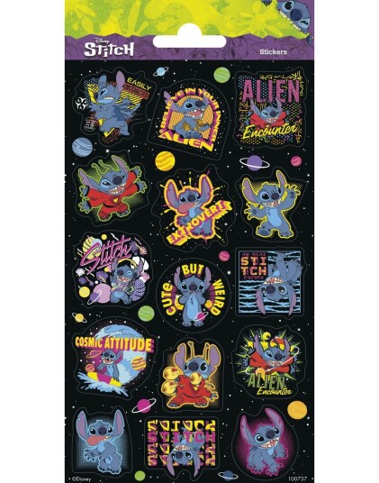 15 stk Disney Stitch Klistremerker med Glitter