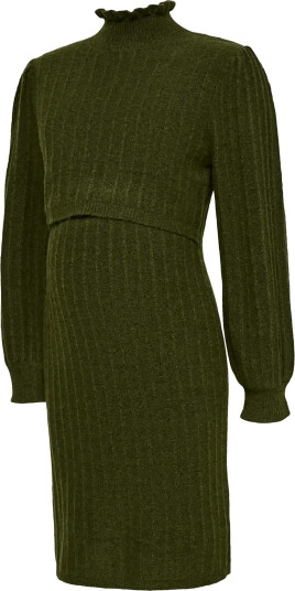Mamalicious Mlallison June L/S Knit Abk Dress 2F   Khaki green   S
