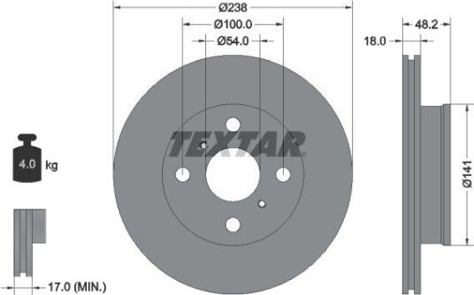 Bremseskive TEXTAR 92055800