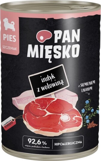 Pan Mięsko Våtfôr Puppy Dog Med Storfekjøtt Kalkun 36 X 400 G