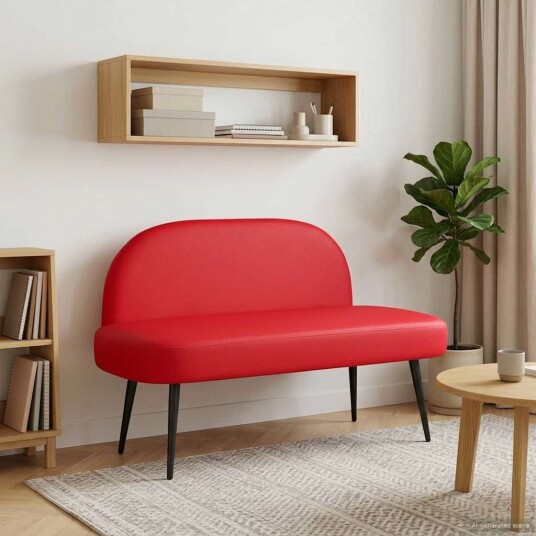 vidaXL Polstret benk med ryggstøtte Rød 110 x 60 x 76 cm Kunstlær