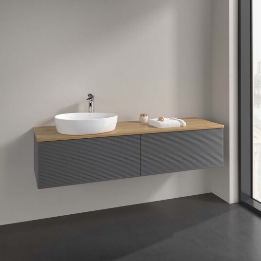 Villeroy & Boch  Antao Servantskap med 2 skuffer 160x50x36 cm u/lys Antrasitt/Eik