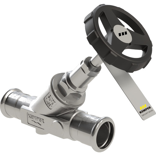 NIRO Vinklet seteventil Rustfri M-press 22 mm.