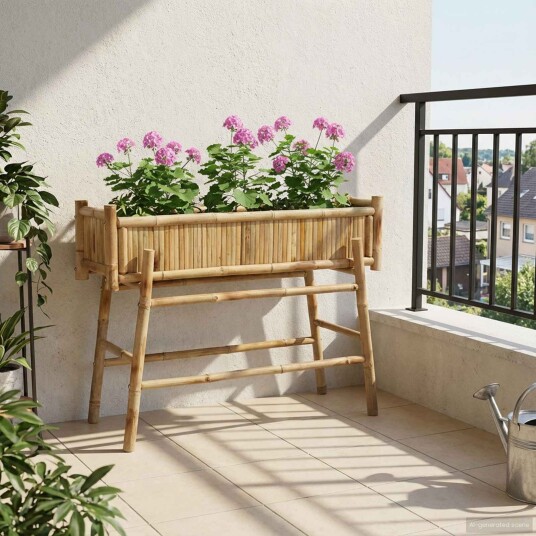 vidaXL Hagepotte med holder Naturlig 100 x 38 x 74 cm Bambus