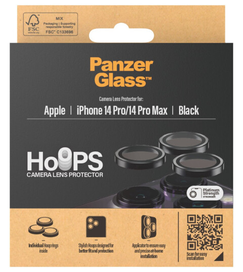 PanzerGlass Hoops Kamera Linsebeskyttelse for iPhone 14 Pro/Pro Max - Svart