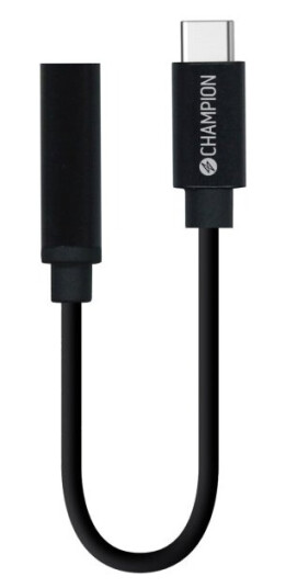 Champion USB-C til 3,5 mm DAC-adapter Svart for smarttelefoner og PC-er Champion USB-C til 3,5 mm DAC-adapter Svart for smarttelefoner og PC-er
