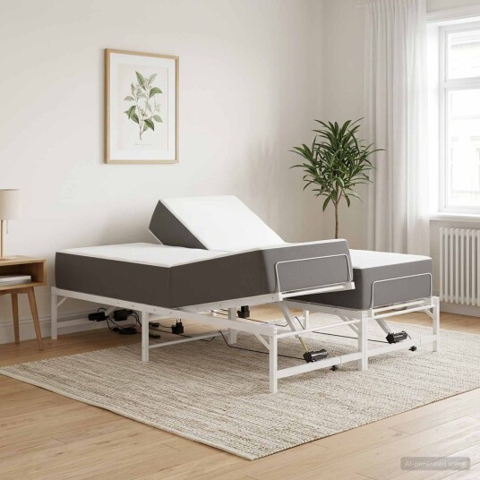 vidaXL Elektrisk Justerbar Seng Ramme Hvit 150 x 200 cm Stål