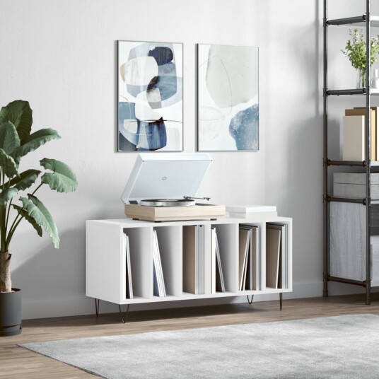 Hifi benk hvit 100x38x48 cm konstruert tre