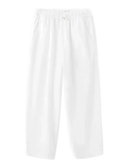 Mango Cotton Linen Blend Trousers White 7