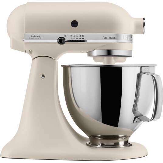 KitchenAid Artisan Kjøkkenmaskin 4,8L 300W Fresh Linen med Eltekrok, Flatmikser og Visp KitchenAid Artisan Kjøkkenmaskin 4,8L 300W Fresh Linen med Eltekrok, Flatmikser og Visp
