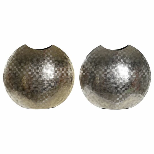 Dkd Home Decor Vase Dkd Home Decor 37 X 14 X 33 Cm Sølv Gyllen Aluminium Moderne (2 Enheter)