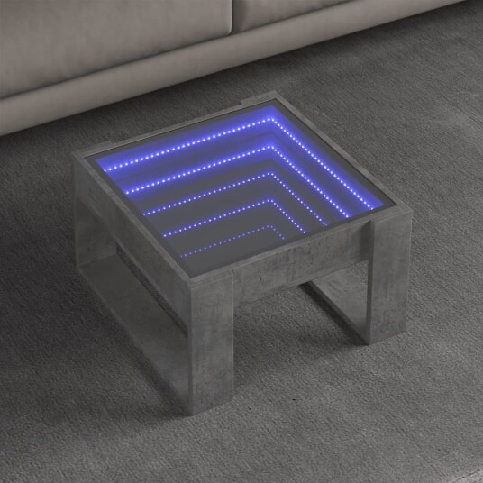 Salongbord med Infinity LED betonggrå 50x53x30 cm 847626