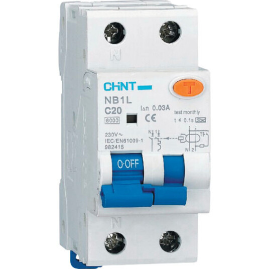 Chint JORDFEILAUTOMAT 1+N 16A C-KAR 30mA - 1615807