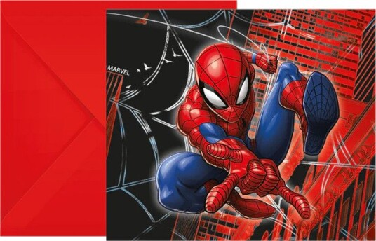 Marvel Spider-Man Invitasjonskort med Konvolutter 6 stk