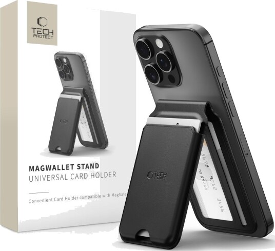 Tech-Protect MagWallet Stand MagSafe Kortholder Svart - Universell Mobildeksel Tech-Protect MagWallet Stand MagSafe Kortholder Svart - Universell Mobildeksel