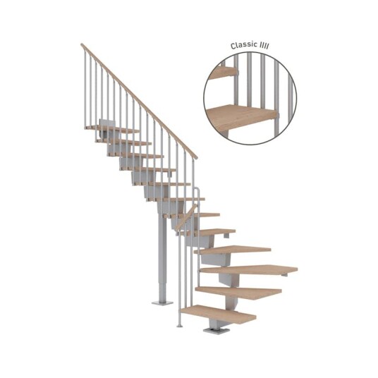 Dolle Dubai L trapp I Pearl Grey  classic Iiii hvitoljeret Eik 90 14   Loddret Høyde 255 315cm