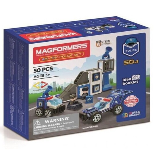 Magformers Magnetisk Byggesett Politi 50 Deler