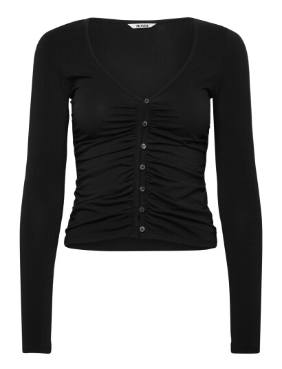 Monki Slim Ruched V Neck Cardigan Black XL