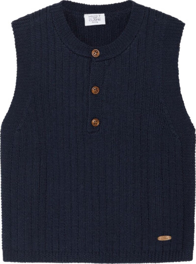 Hust and Claire Vest Ull Ribbestrikket More Navy