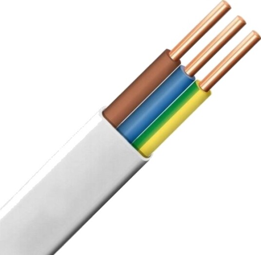 Slask Kabel Ydyp 3X1,5 Mm2 Flat Installasjonskabel 450/750V Hvit Rullet Fra Trommel 172152001S0500