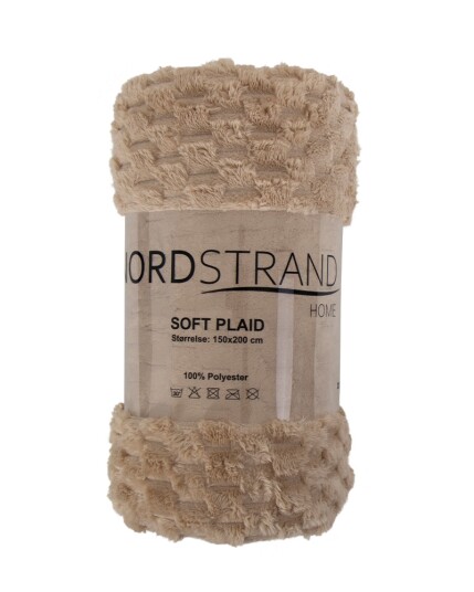 Nordstrand Home Fleecepledd - vaffelstruktur - 150x200 cm - Mykt sandfarget sofapledd -