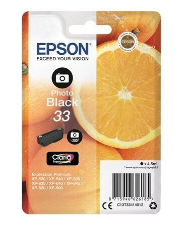 Epson 33 - photo black - original - ink cartridge - Blekkpatron Foto-sort