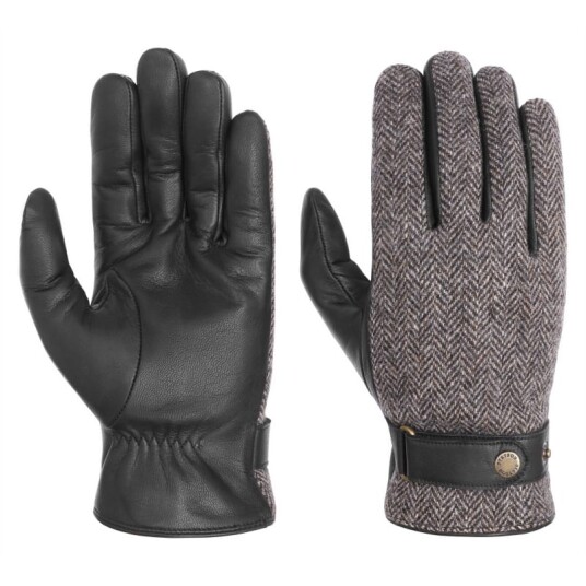 Stetson Woolrich Leather Gloves 8, Black