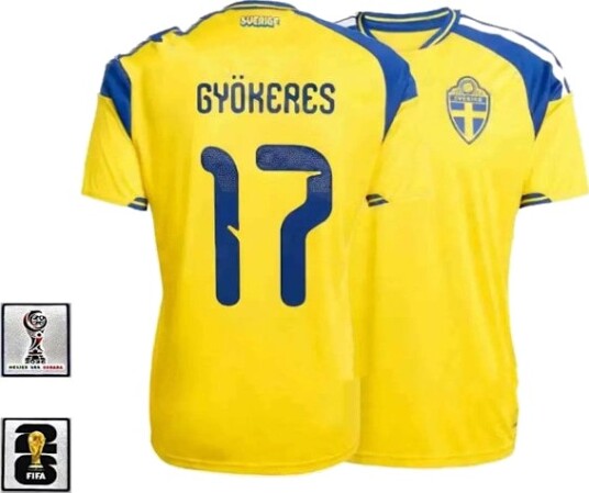 VM 2026 Sverige herrelandslag hjemme borte fotballtrøye nr. 17 Gyökeres