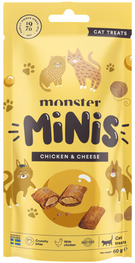 Monster Pet Food Katt Minigodbiter Kylling og Ost 60 g