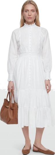 by Ti Mo Cotton Slub Midi Dress   White   M