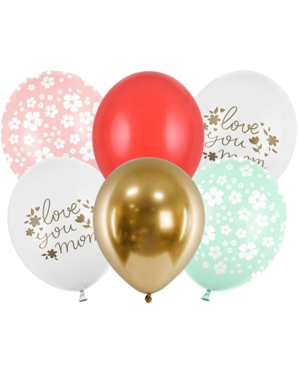 6 stk 30 cm Ballonger Love You Mum Ballongbukett