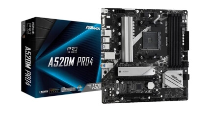 ASRock A520M Pro4 Micro-ATX Hovedkort med AMD AM4 Socket og DDR4 Støtte ASRock A520M Pro4 Micro-ATX Hovedkort med AMD AM4 Socket og DDR4 Støtte