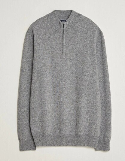 Charles Tyrwhitt Pure Cashmere Zip Neck Jumper Grey