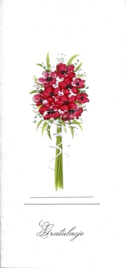 Gratulasjonskort Dl G02 – Rød Blomsterbukett