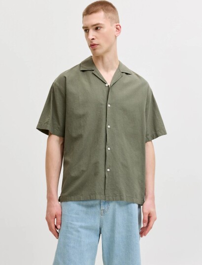 Jack & Jones Jjebreeze Linen Blend Resort Shirt Ss Sn Khaki green L Jack & Jones Jjebreeze Linen Blend Resort Shirt Ss Sn Khaki green L