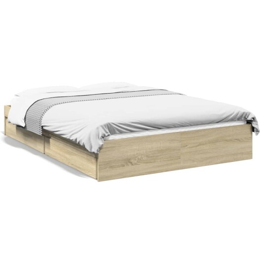  Sengeramme med skuffer sonoma eik 120x200 cm konstruert tre 8721102623196