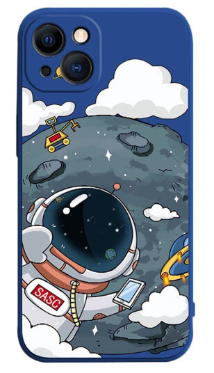 INCOVER iPhone 14 Plus Fleksibelt Deksel av Plast med Trykk - Astronaut På Månen / Blå