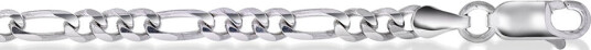 Figaro kjede i sølv 3,5 mm 45 cm - Rhodinert L:42+3 cm B:3,5 mm