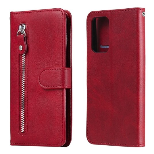 INCOVER Samsung Galaxy A52 (4G / 5G) PU Skinndeksel m. Glidlåslomme - Rød