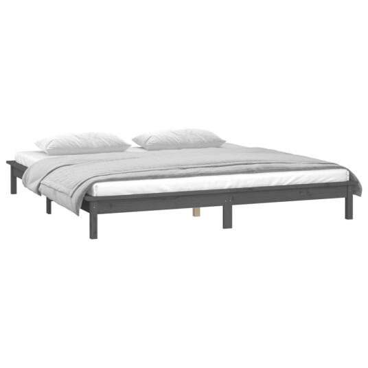 vidaXL Sengeramme med LED grå 140x190 cm heltre vidaXL Sengeramme med LED grå 140x190 cm heltre