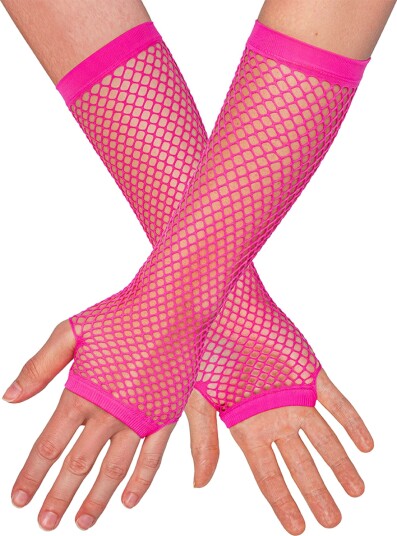Boland Party Partners 80-talls UV Fingerløse nettinghansker lange neonrosa One size 02993