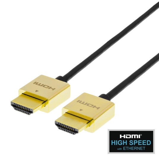 Deltaco Ultra-thin HDMI cable, 4K UHD, 2m, black/gold Deltaco Ultra-thin HDMI cable, 4K UHD, 2m, black/gold