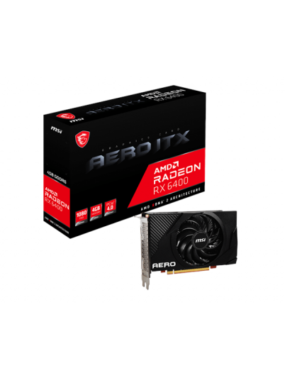 MSI Radeon RX 6400 AERO ITX 4GB GDDR6 - 4GB GDDR6 RAM - Grafikkort