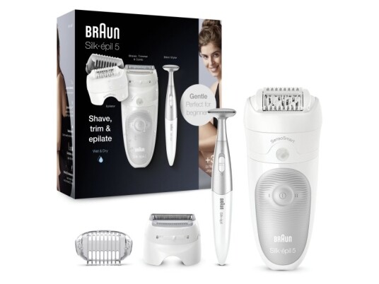 Braun Silk-Épil 5 5805 Sølv Hvit 28 Pinsetter Batteri 100 240 V Innebygd Batteri 1 Timer