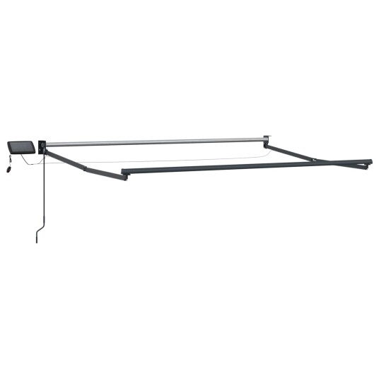 Manuell utvidbar markise med LED lamper Hvit 3,5 x 2,5 m
