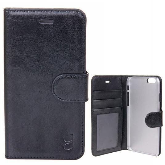 GEAR Flip-Cover med Lommebok til iPhone 6/6S Svart - Eksklusiv Skinn.